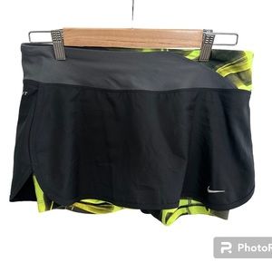 Nike Running Skort Skirt Athletic Golf Black Neon Yellow Green Lined (Size S)